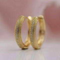 Huitan Gold Cubic Zirconia Hoop Earrings for Women | Wedding Hoop Earrings Vue E4166
