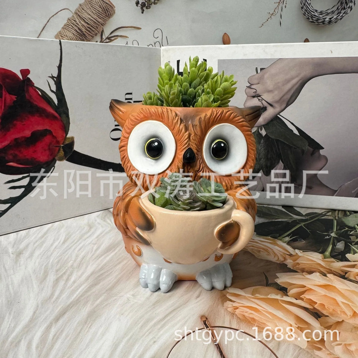 2pcs Resin Owl Figurine Cute Cartoon Tabletop Ornament Home Entryway Decor For Kids Women Office Desk birthday holiday Gift Vue A2