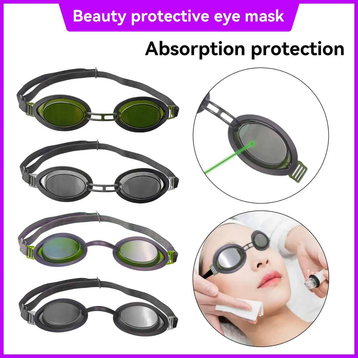 laser lenses protect laser 230-370nm PC Anti-Scratch PC Laser Eyewear Mask for UV Laser Marking UV Disinfection eye protection Vue