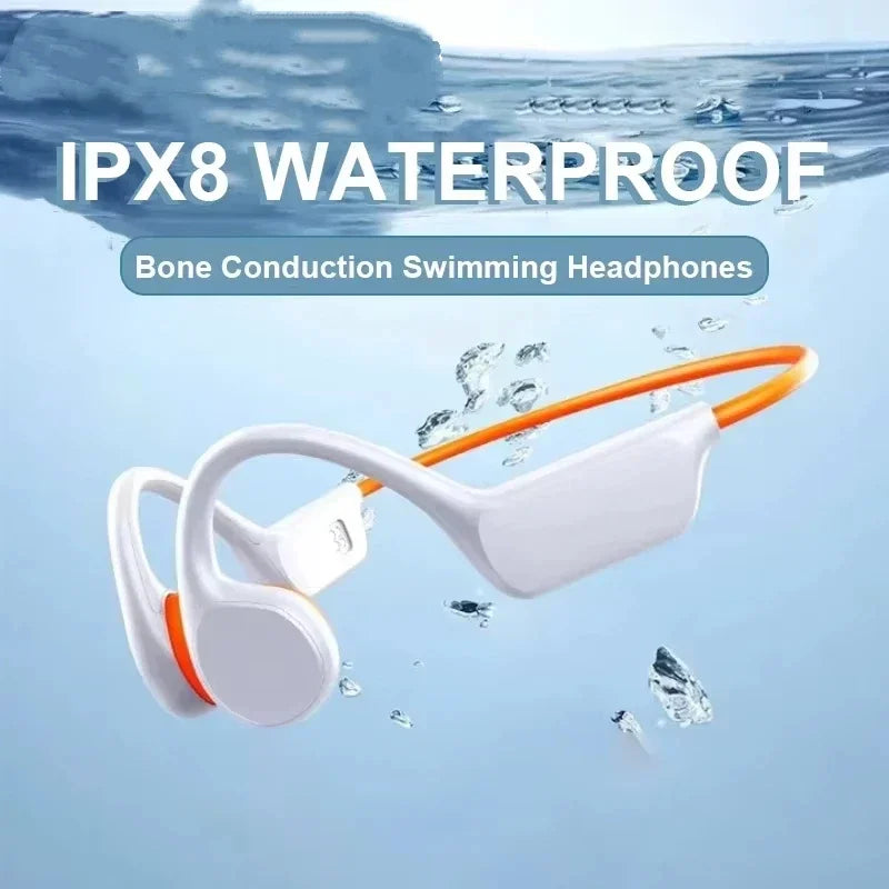 Wireless G1 Bone Conduction Headphones IPX8 Waterproof MP3 32GB Bluetooth 5.4 Headphones With Mic Swimming Sports Fitness Vue