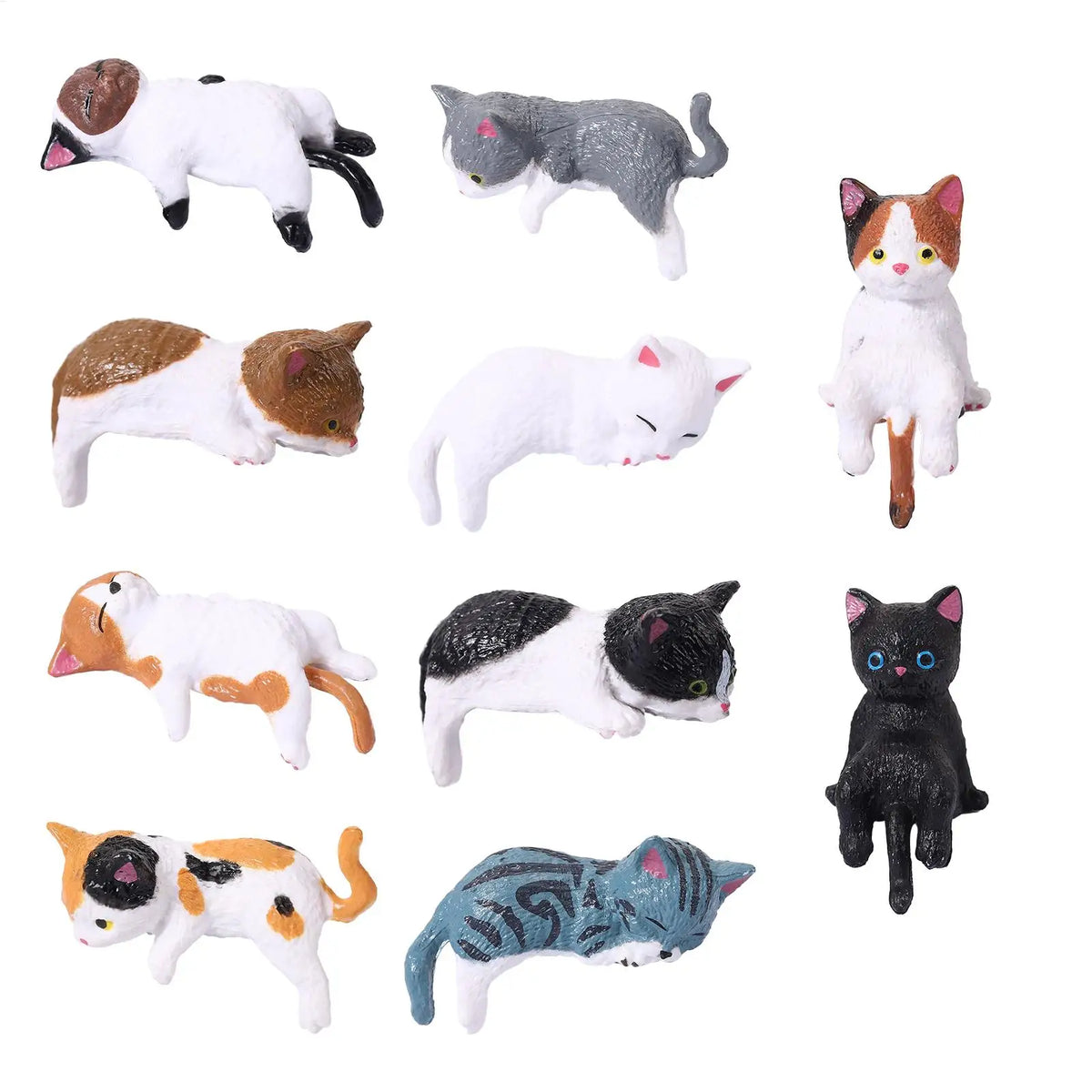 5pcs Realistic Resin Cat Figurines Toys Home Decor Kitten Figurines Desk Decor For Women Vehicle SUV Dashboard Computer Desk Vue