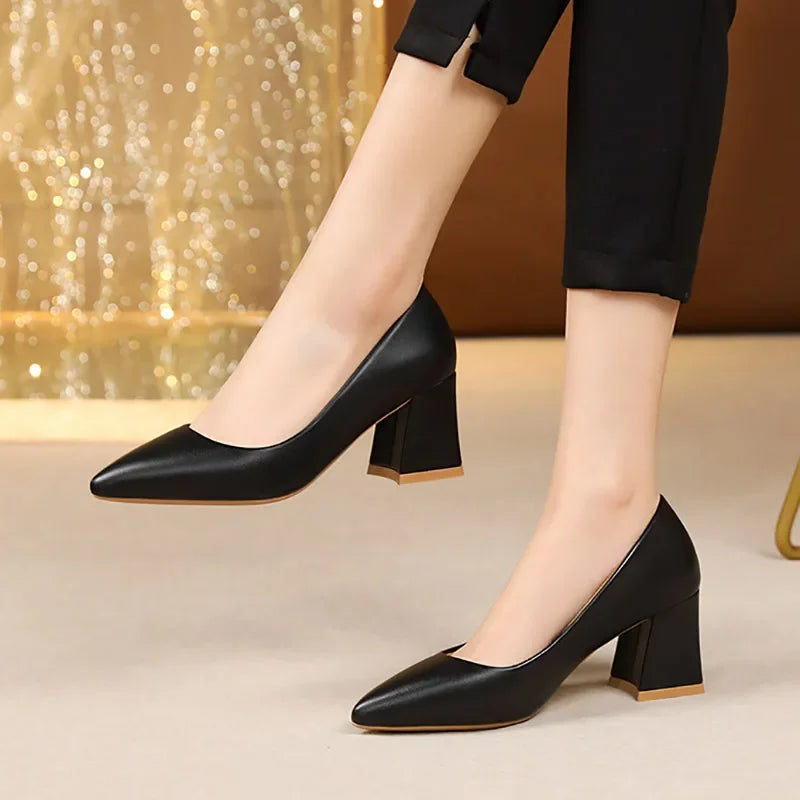 Women's Pointed Toe Block Heel Pumps – Classic Work Shoes Block Heel Pumps Vue