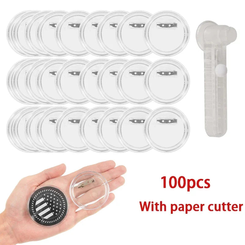 100-Set DIY Acrylic Button Pin Badge Kit with Paper Cutter DIY Badge Kit Vue