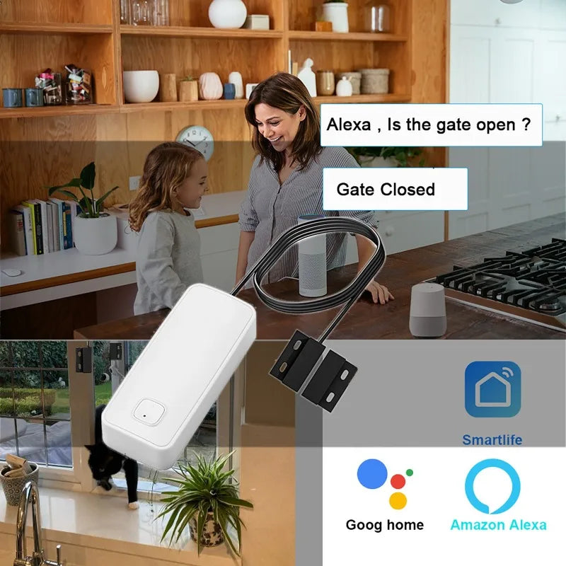 Tuya WIFI Smart Door Window Magnetic Sensor Open Closed Detector Security Alarm Home Anti-theft Door Iron Rolling Door Sensor Vue