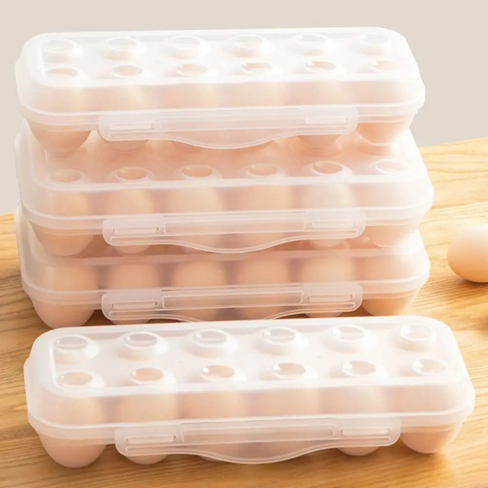 Practical Plastic 12/18 Grids Egg Tray Snap-on Anti-collision Egg Storage Box Transparent Stackable Fridge Egg Organizer Kitchen Vue