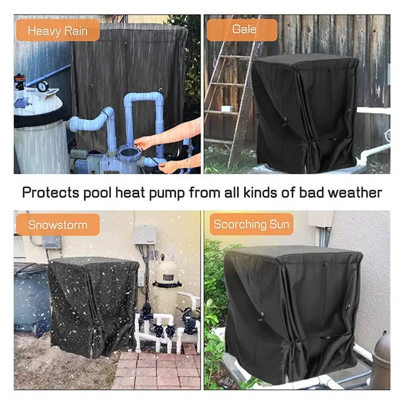 ABKW-2X Pool Heater Cover,Heat Pump Cover ,Pool Heater Cover For Winter,Hose Hole And Hook & Loop Strip Design Vue
