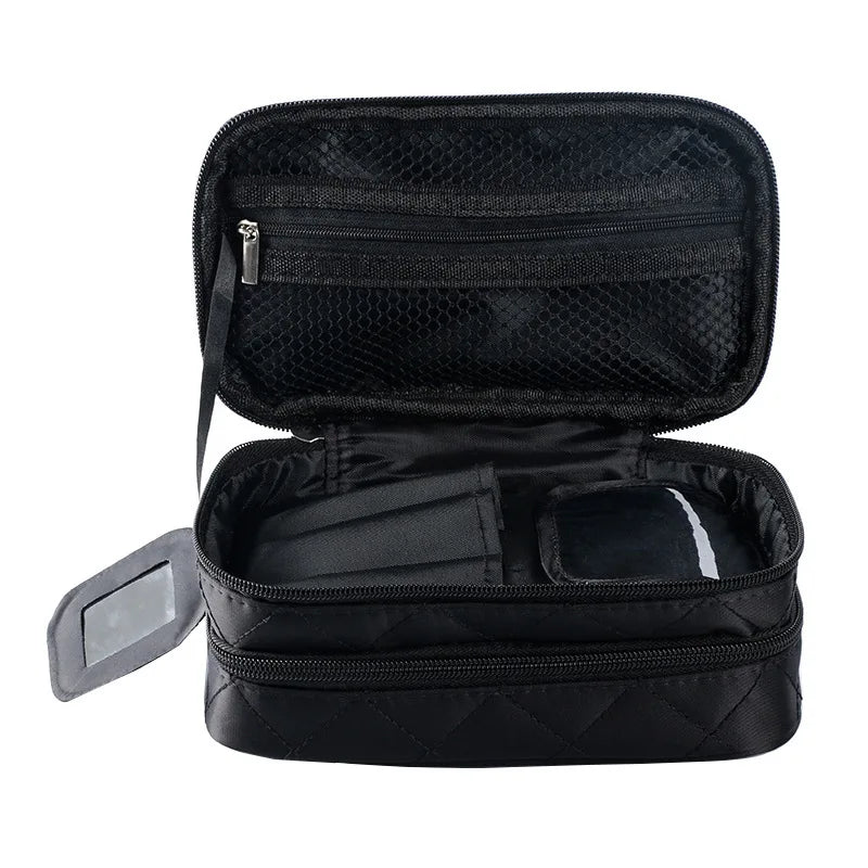 Women'S Cosmetic Bag Double Layer Waterproof Makeup Bag Travel Essentials Organizer Large Capacity Multifunction Toiletry Bag Vue LG2-Black