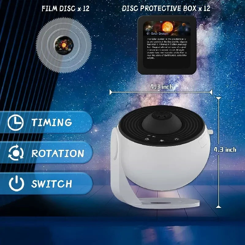 LED Night Light Galaxy Projector Starry Sky Projector 360° Rotate Planetarium Night Lamp For Room Decorative Children Kids Gift Vue White Black