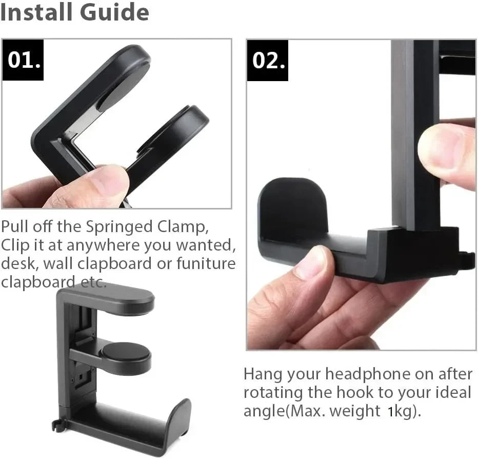 360° Rotating Headphone Stand Desktop Headset Holder PC Gaming Headset Desk Hanger Hook For Earphone Controller Vue