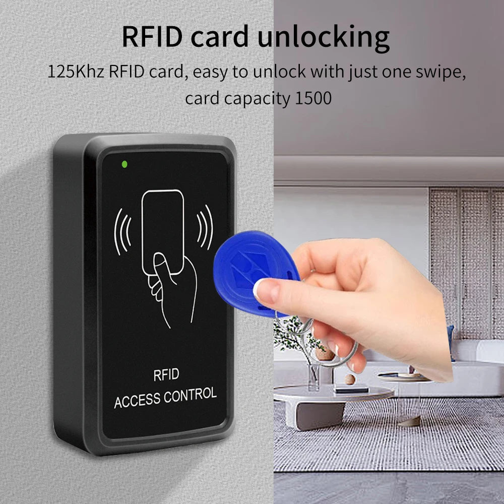 Standalone 125Khz Access Control Keypad RFID Keyboard System Access Controller Card Reader 10pcs Keyfobs for Home Lock System Vue
