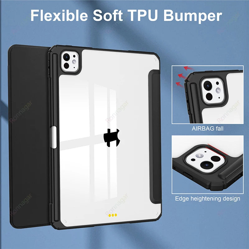 Ronnagar Smart iPad Case – Air Pro 10th–12th Gen M2–M5 Smart iPad Case Vue