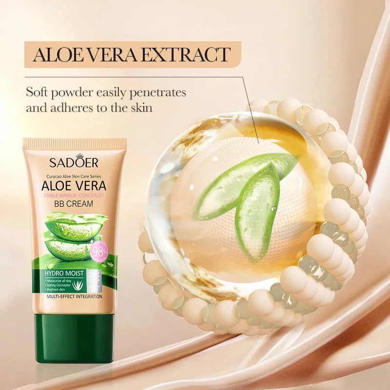 40g Aloe Vera Concealer Bb Cream, Contouring and Beautifying Makeup, Powerful Coverage Without Caking, Delicate Texture, Moisturizes the Skin, Available in Natural Color and Ivory White Vue