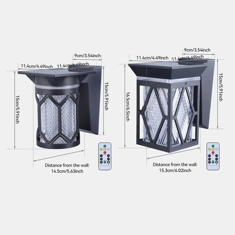IP54 Rating Solar Wall Lights 3 Color Lights Waterproof Intelligent Wall Sconce Round/Square Remote Control LED Solar Lamp Porch Vue