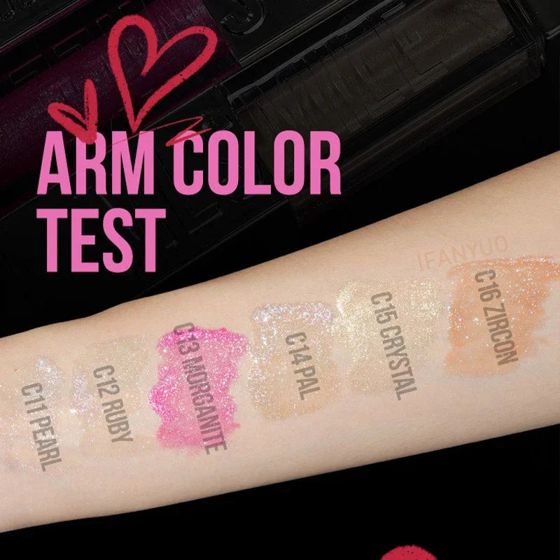 Wet Shiny Liquid Lip Gloss Diamond Shimmer Glitter Big Brush Lip Plumper Oil 6Colors Sparkling Highgloss Sequins Pearly Makeup Vue