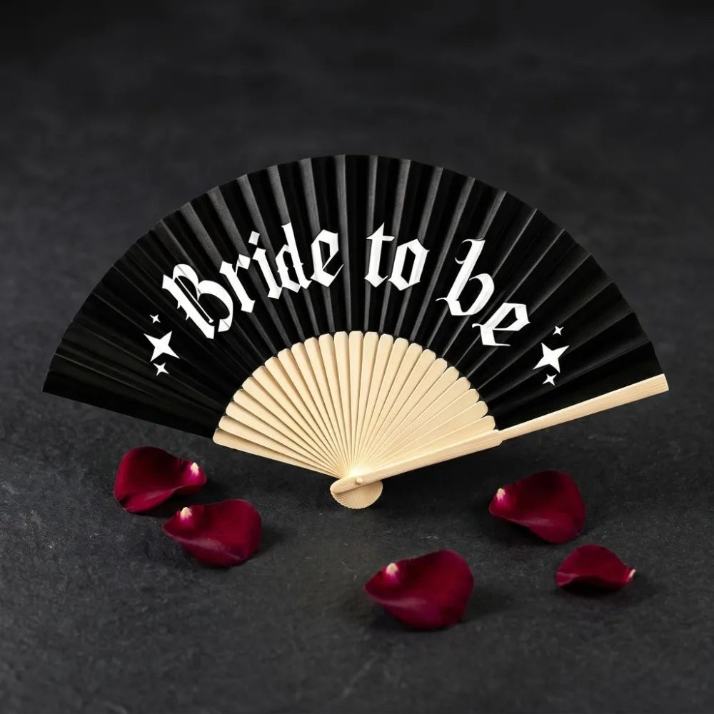 Vintage Gothic His Bride or Die Fan Large Folding Fan Halloween Black White Hand Fan Handmade Fan Crafts Vue