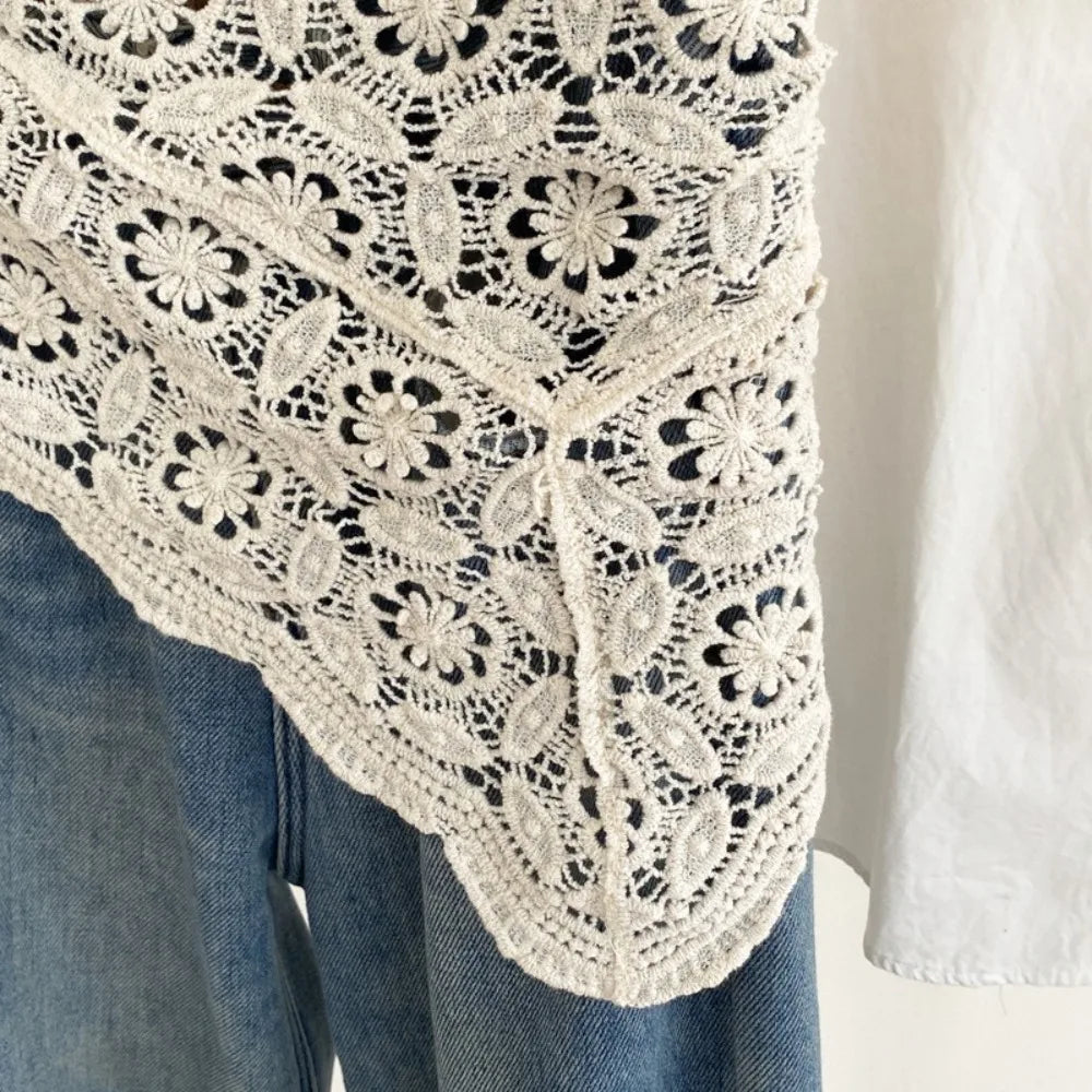 Trendy Lace Trim Fart Curtain Slim Fit Pretty Mini Skirt Hollowed-out