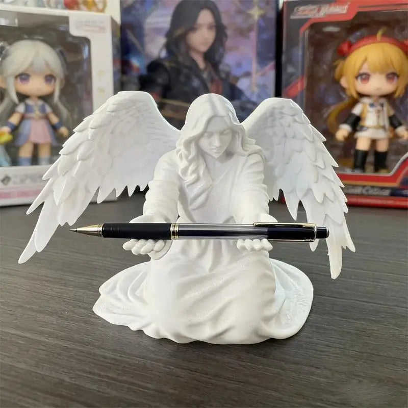 3D Printed Plastic Angel Pen Stand Desktop Organiser Rack Pen Holder Plastic Non-Slip Base Stable Desktop Organizer Gift Idea Vue