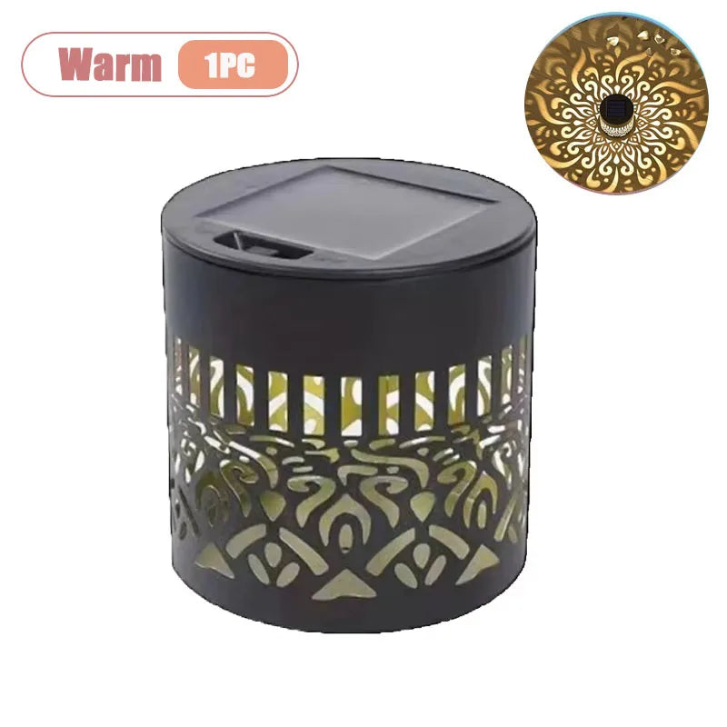 Solar Mandala Design Outdoor Wall Light Waterproof Decorative Garden Lamp for Patio Fence Yard Entryway Balcony Vue Warm-1PC