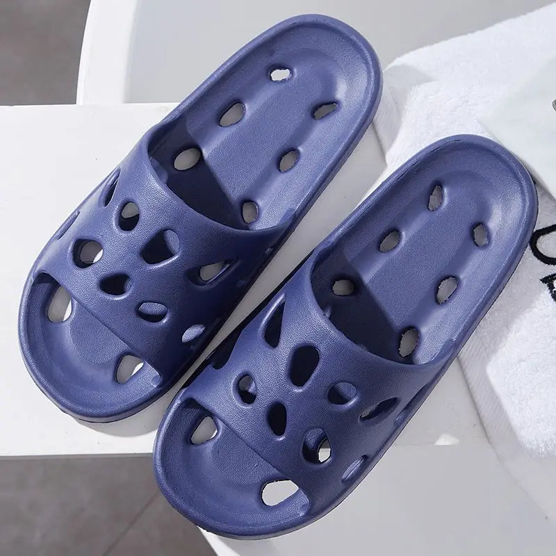 Unisex Bathroom Slippers Anti Skid Soft Sole Hollow Out Quick Dry Lightweight Quiet Indoor Shower Sandals for Summer Home Use Vue ONE SIZE Blue-40