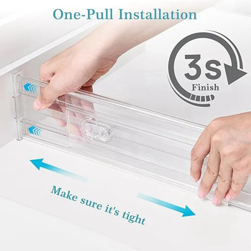 ABKW-Multipurpose Drawer Organizer With Adjustable Transparent Plastic Dividers-Foam End Design Vue