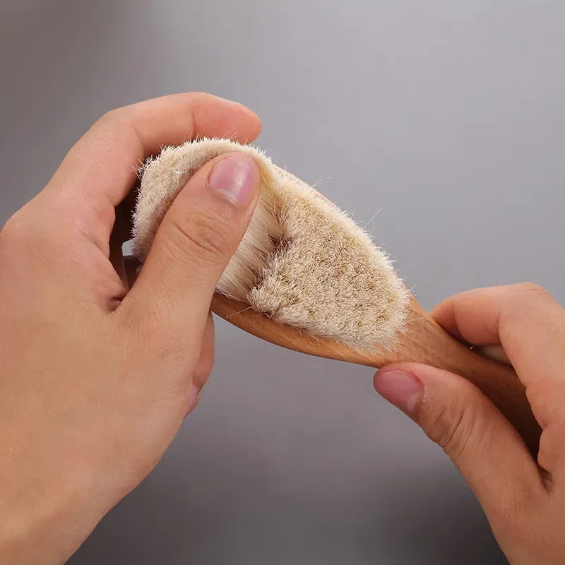 Baby Wool NewbornBaby Wooden Brush Comb Newborn Hair Brush Infant Head Massager Portable Baby Comb Hair Bath Brush Comb New Vue