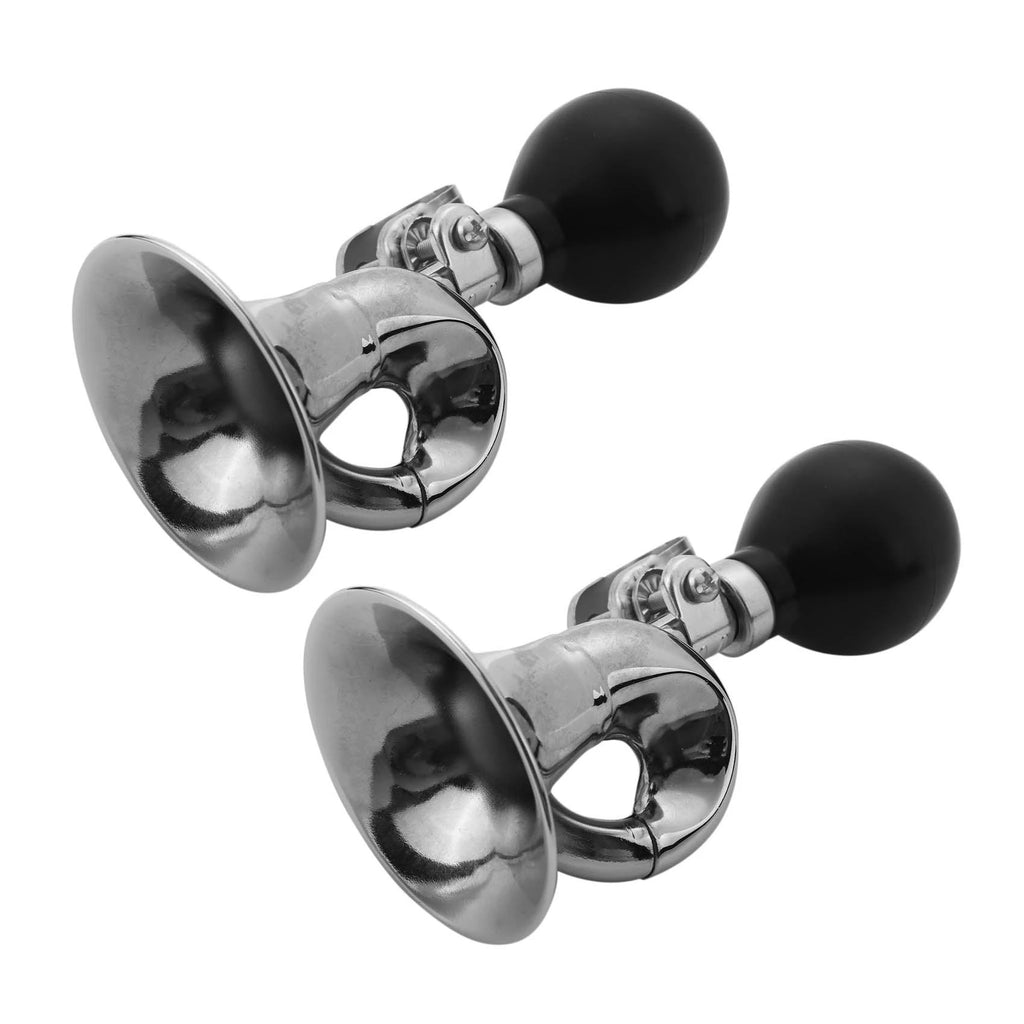ABKW-2X Non-Electronic Trumpet Loud Bicycle Cycle Bike Bell Vintage Retro Bugle Hooter Horn Silver Vue