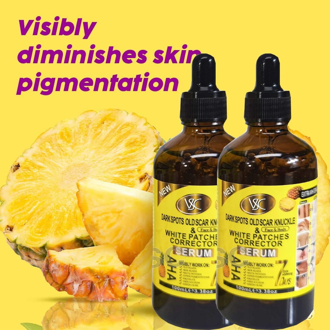 100ml AHA Pineapple White Patches Dark Spots Corrector Serum Facial Essence Fade Fine Lines Repair Dull Serum Face Skin Car Vue