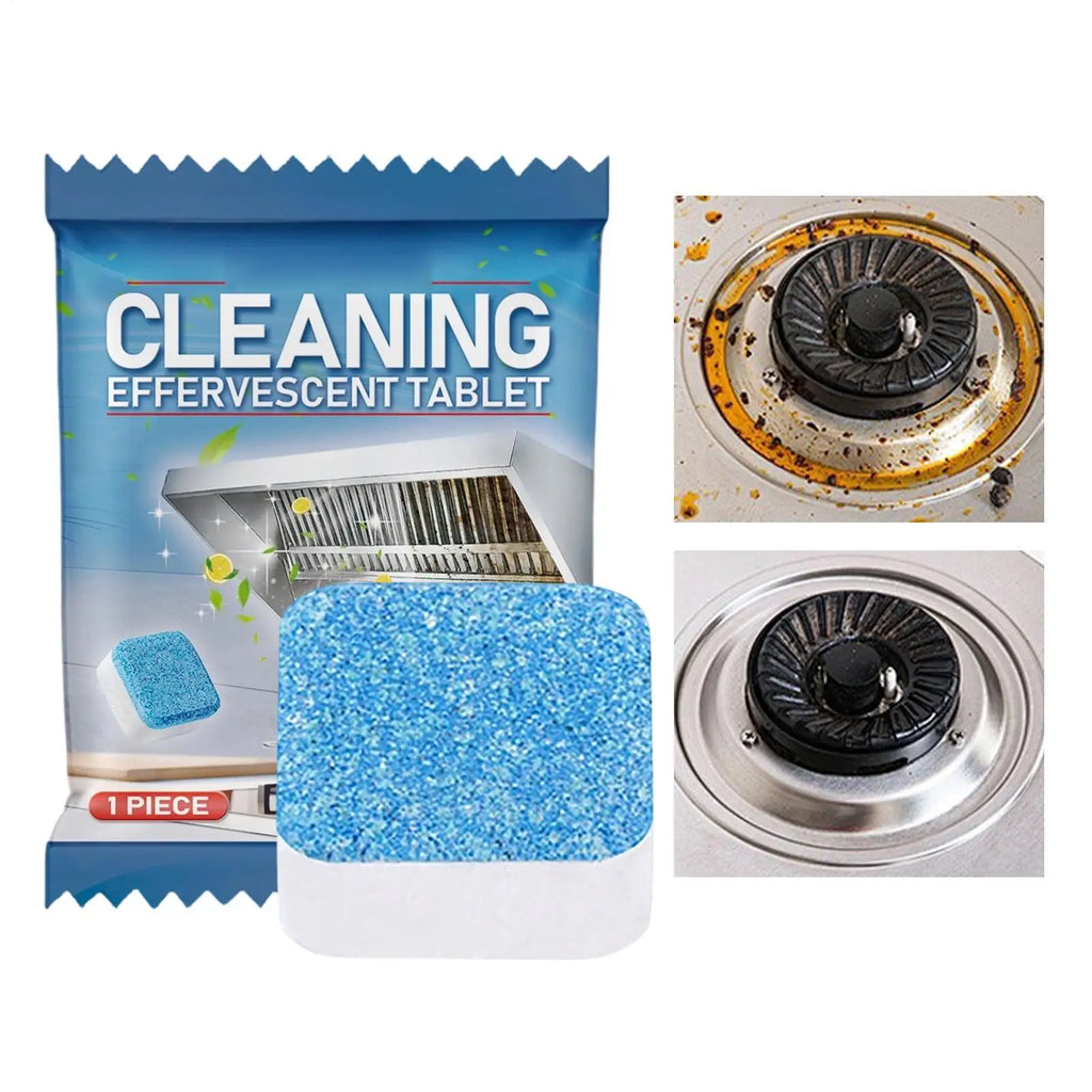 Effervescent Multi-Purpose Grease Remover Tablets, Powerful Kitchen Stove Cleaner & Degreaser for Grill, Range Hood & Appliances Vue
