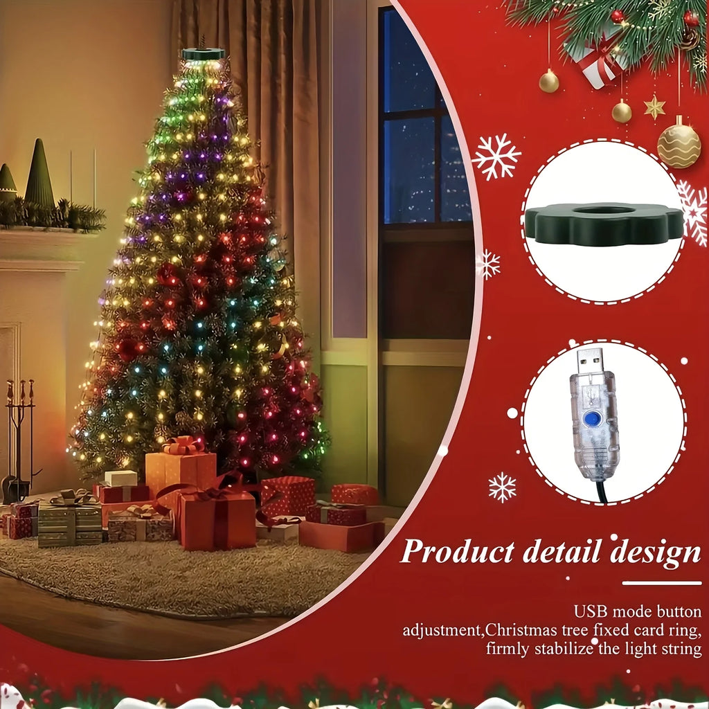 Multicolor Waterfall LED Christmas Tree LED Lights with USB Plug, Hanging Fairy String Light for Indoor Xmas Party Window Decor Vue