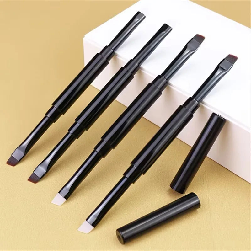 2 in 1 Angled & Silicone Brow Brush with Cap Multi-function Brow Definer & Eyeliner Brush Multi-use Brow & Eyeliner Makeup Tool Vue