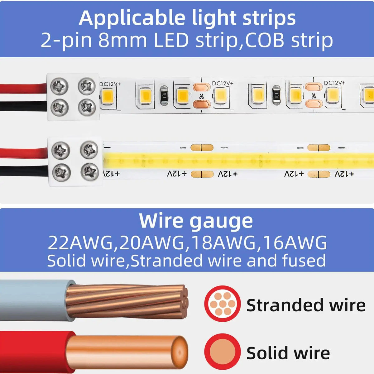 8mm LED Light Strip Connectors Sturdy LED Connector User-Friendly LED Connecting Versatile LED Strip Light Connectors Vue