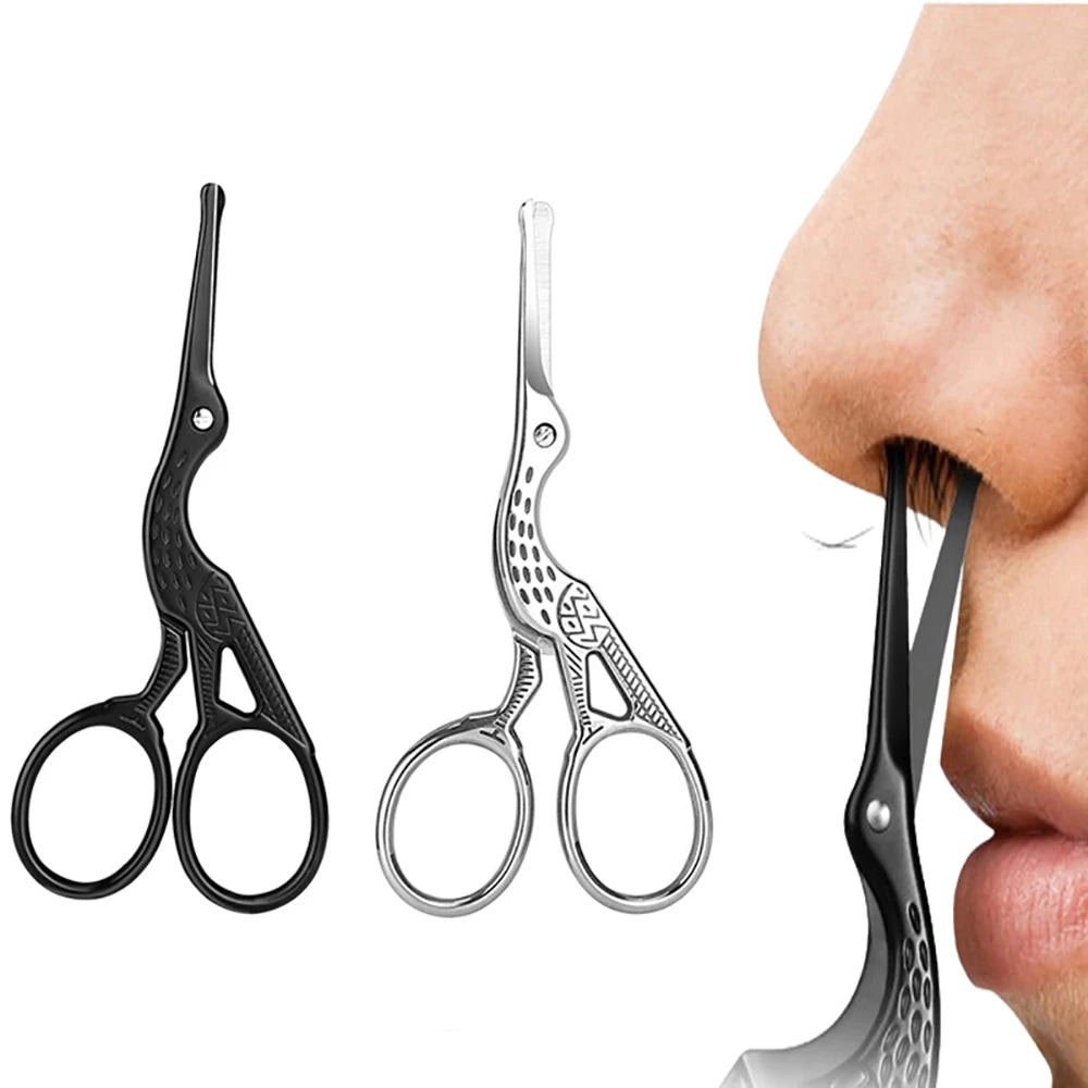 Round Tip Stork Shape Stainless Steel Nose Hair Scissors Safe Facial Eyebrow Beard Ear Hair Trimming Grooming Scissors Vue