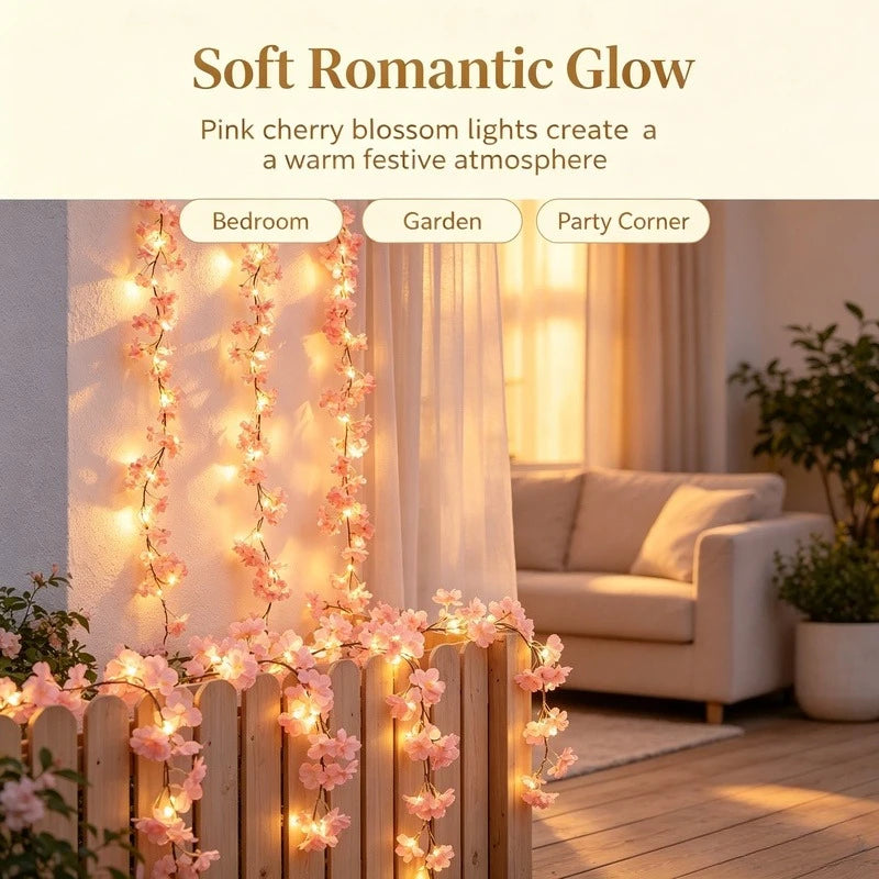 1PC 2M 20 LED Cherry Blossom String Light Courtyard Lights New Year Decoration For Party Wedding Christmas Decoration Vue
