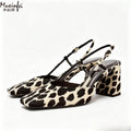 Women's Leopard Print Square Toe Block Heel Pumps Block Heel Pumps Vue MBW-01 42