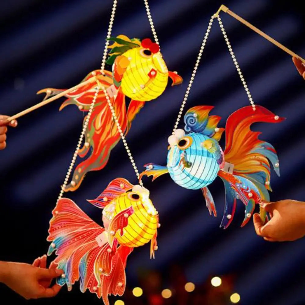 3D Koi Goldfish Lanterns Chinese Style Good Luck Mid-Autumn Festival Lantern Luminous Paper DIY Lantern Material Kit Vue
