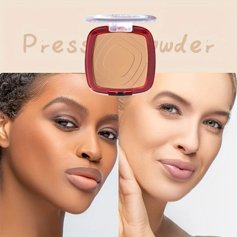 Full Coverage Pressed Powder Foundation With Puff Applicator, 24H Wear Matte Control Oil Foundation Long Lasting Face Makeup Vue
