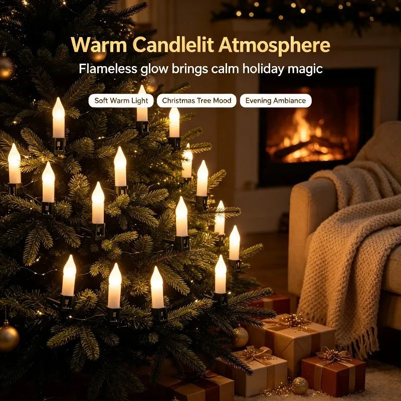 Battery Operated Flameless Taper Candle Lights, LED Christmas String Lights for Tree Home Holiday Decor Vue