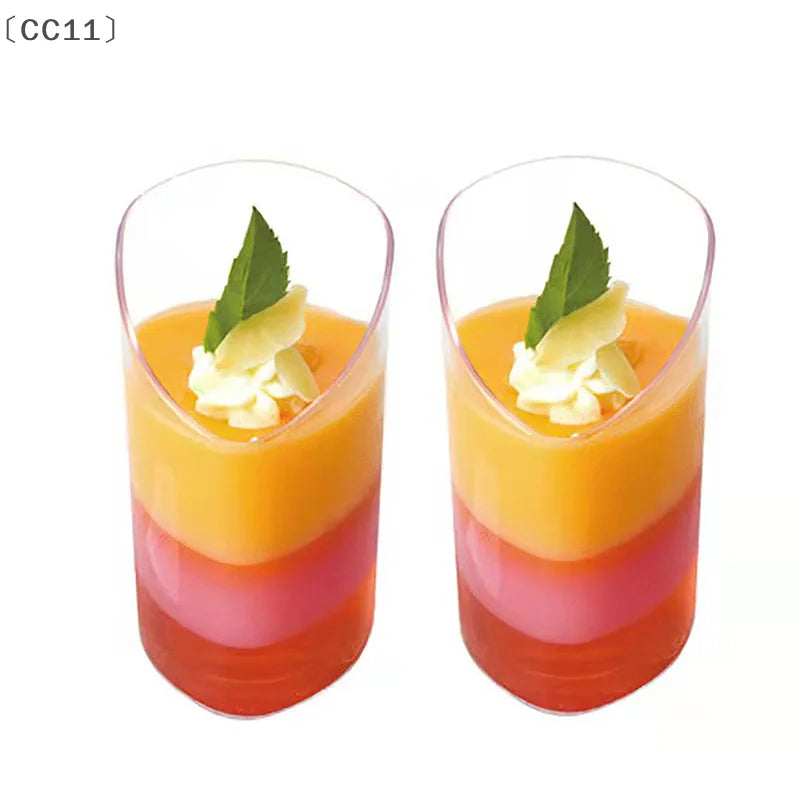 CC1110Pcs Plastic Pudding Cups 10 Spoons Ice-cream Mousse Dessert
