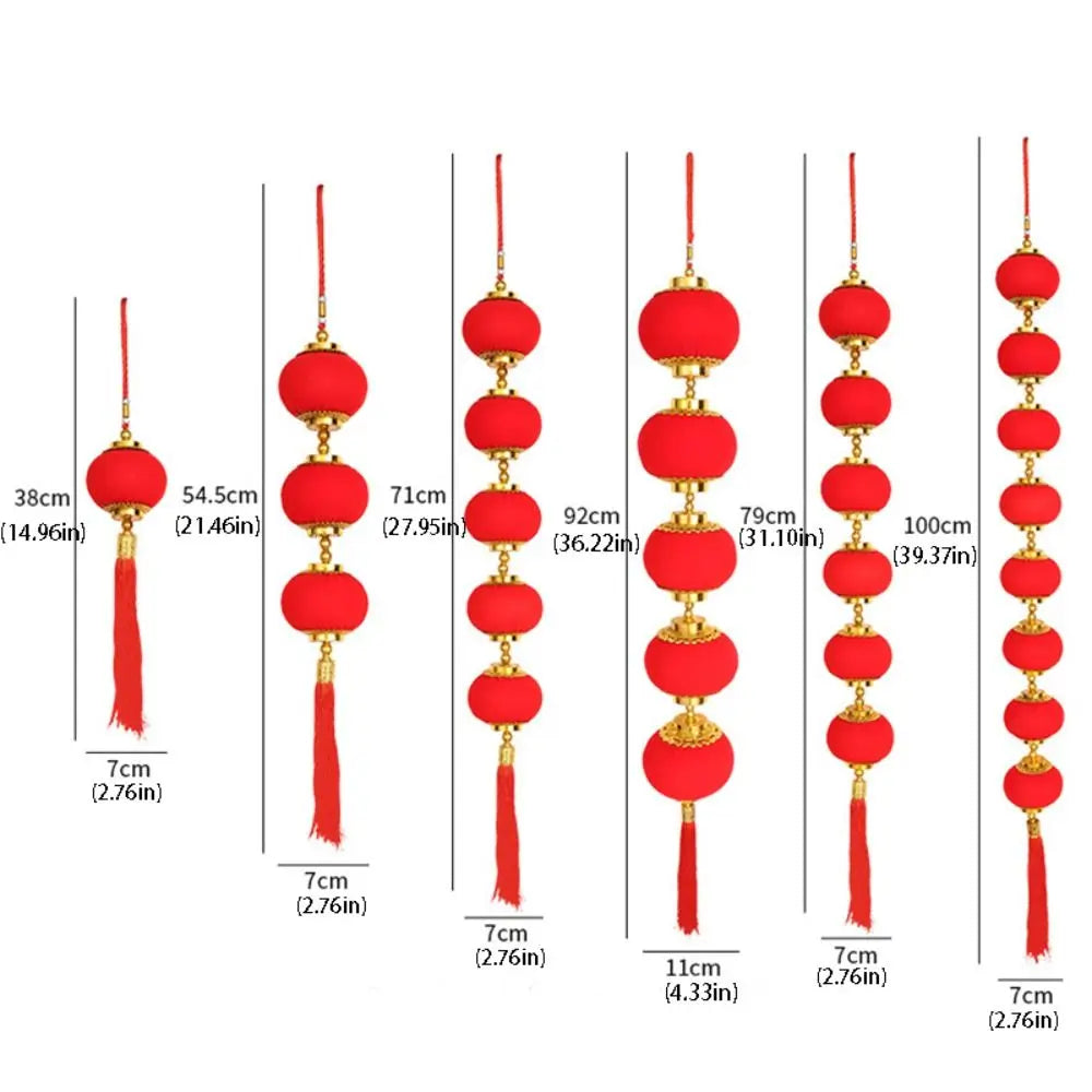 Chinese Style New Year Lantern String Fu Character Handmade Door Lantern Pendant with Tassels Traditional Vue