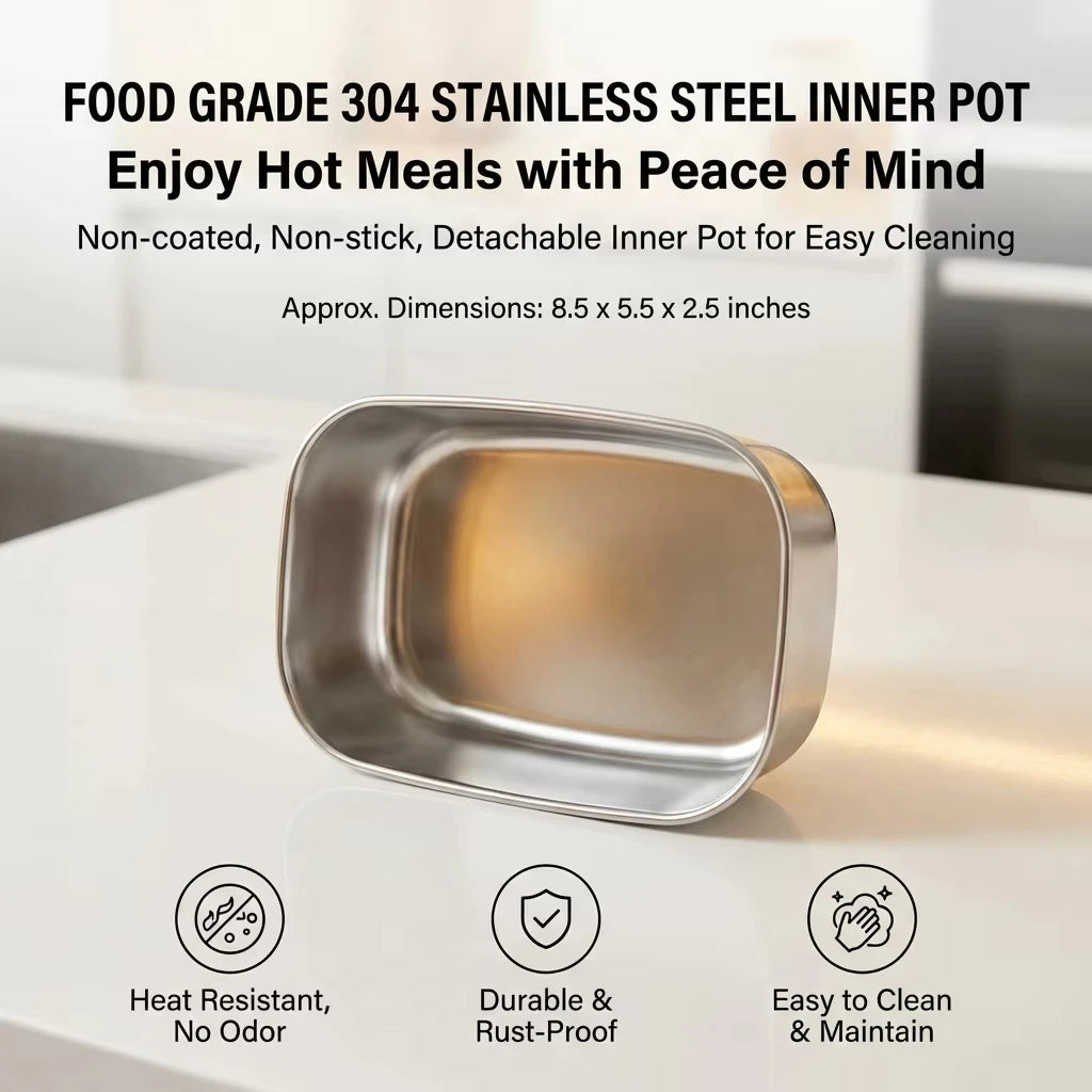 1.5L 60W Electric Portable Lunch Box Food Warmer – Leak-Proof Food Heater for Car or Home Vue
