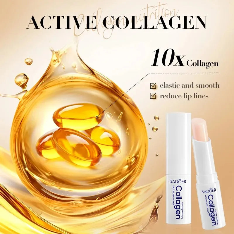 Collagen Moisturizing Lip Balm, Nourishing and Anti-Cracking, Long-Lasting Hydration, Moisturizes Lips Vue