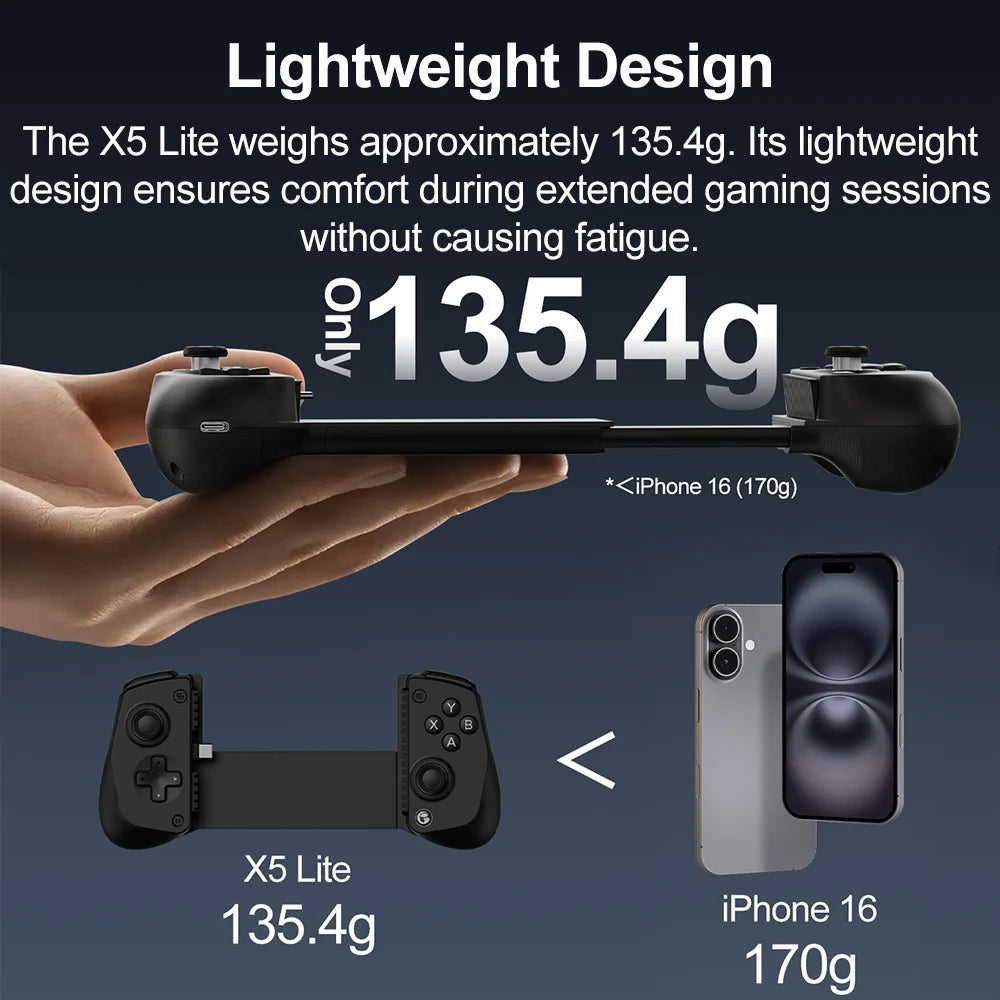 GameSir X5 Lite Mobile Phone Gamepads for iPhone 16 15 Series iPad Mini Android Tablet Controller Hall Effect Joysticks Design Vue