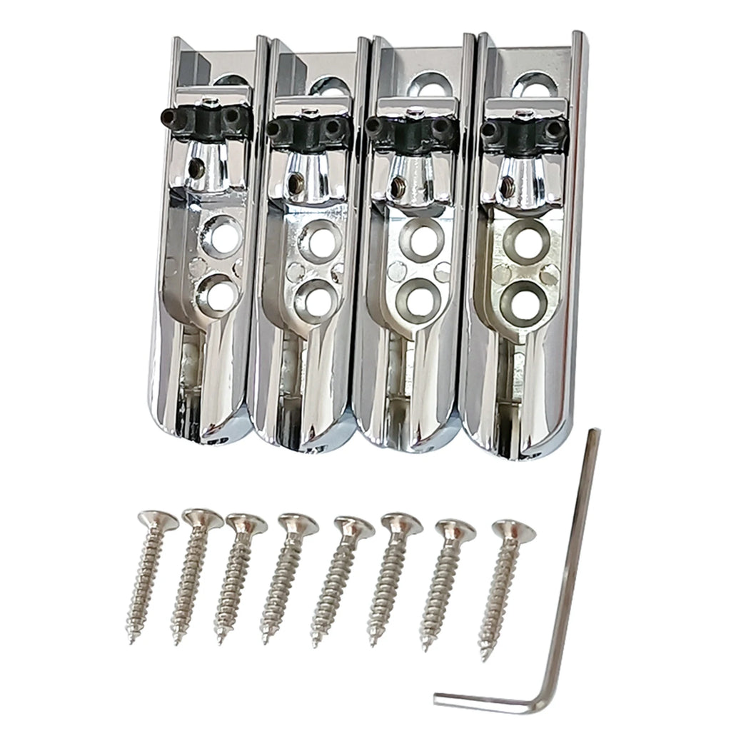 4pcs Bass Guitar Bridge Individual Bass Bridge Guitar Bridge with 4 String Electric Bass Guitar Accessories Vue black