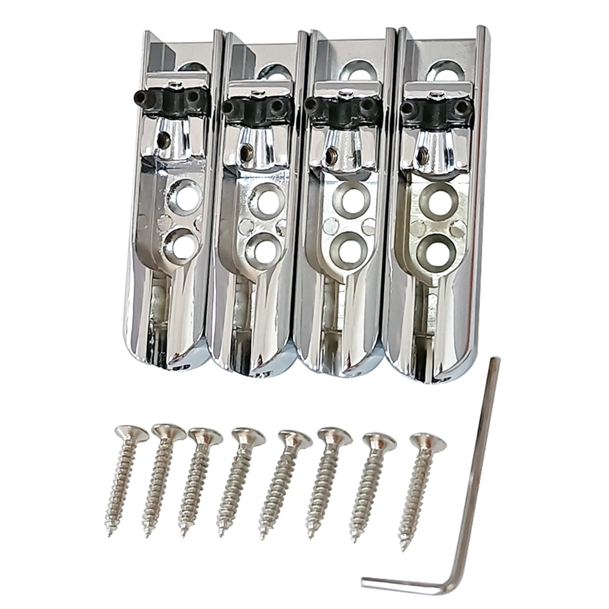 4pcs Bass Guitar Bridge Individual Bass Bridge Guitar Bridge with 4 String Electric Bass Guitar Accessories Vue black