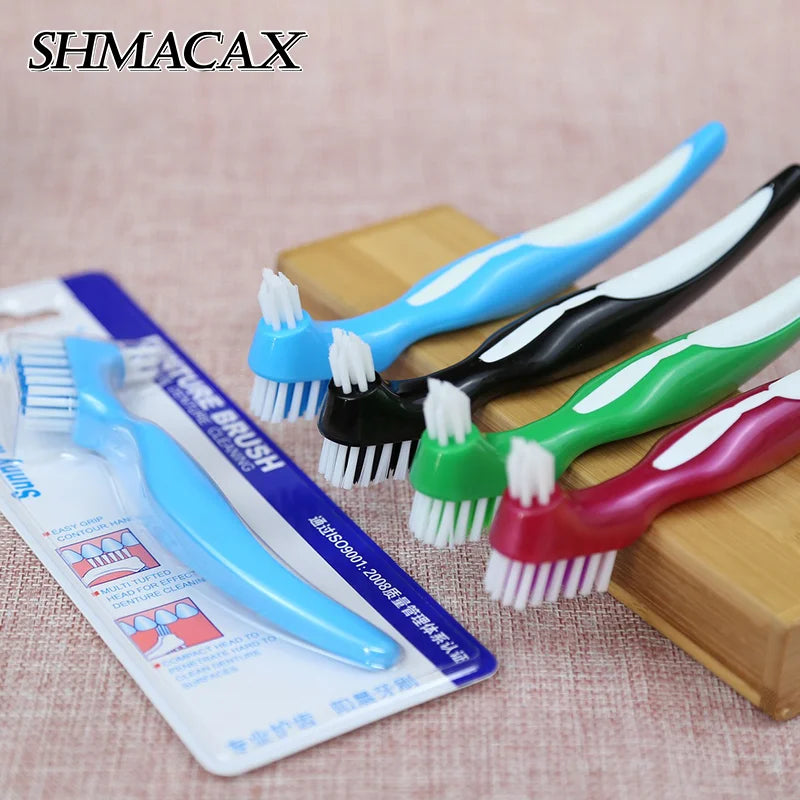 Denture Cleaning Brush Dual Heads Gum Cleaner For Men Women Multi-Layered Bristles False Teeth Brush Oral Cleaning Tools Vue