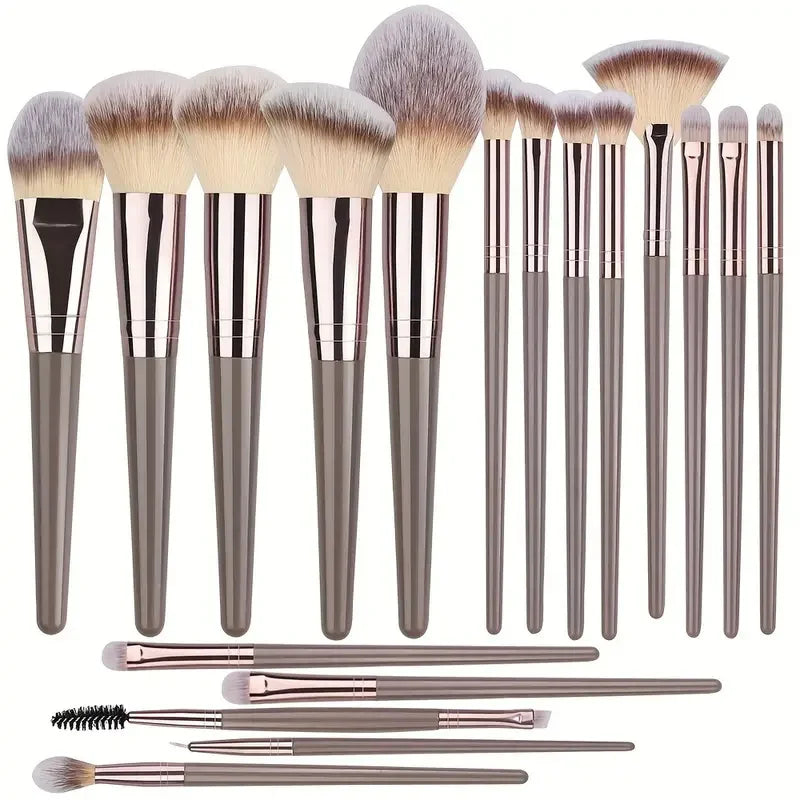 10-20PCS Premium Makeup Brushes Set with Hairband Wrist Rest Silicone Sponge Ball Powder Puff And Cleaning Tool Included Vue 18BR