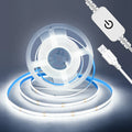 1-5M USB Power COB LED Strip Light Touch Switch Dimmable For Indoor Lighting Living Room Bedroom Wardrobe TV Background Kitchen Vue Cold White 1m
