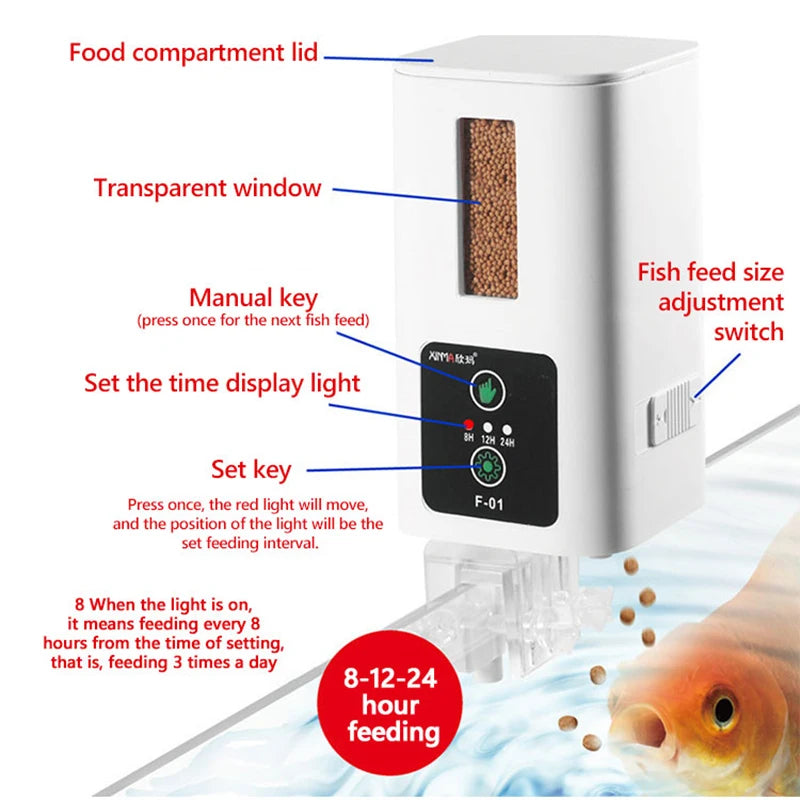 Smart Auto Fish Tank Feeder High Capacity Fishbowl Feeding For Home Holiday Timing Pet Fish Feeding Aquariums Feeder Accessories Vue