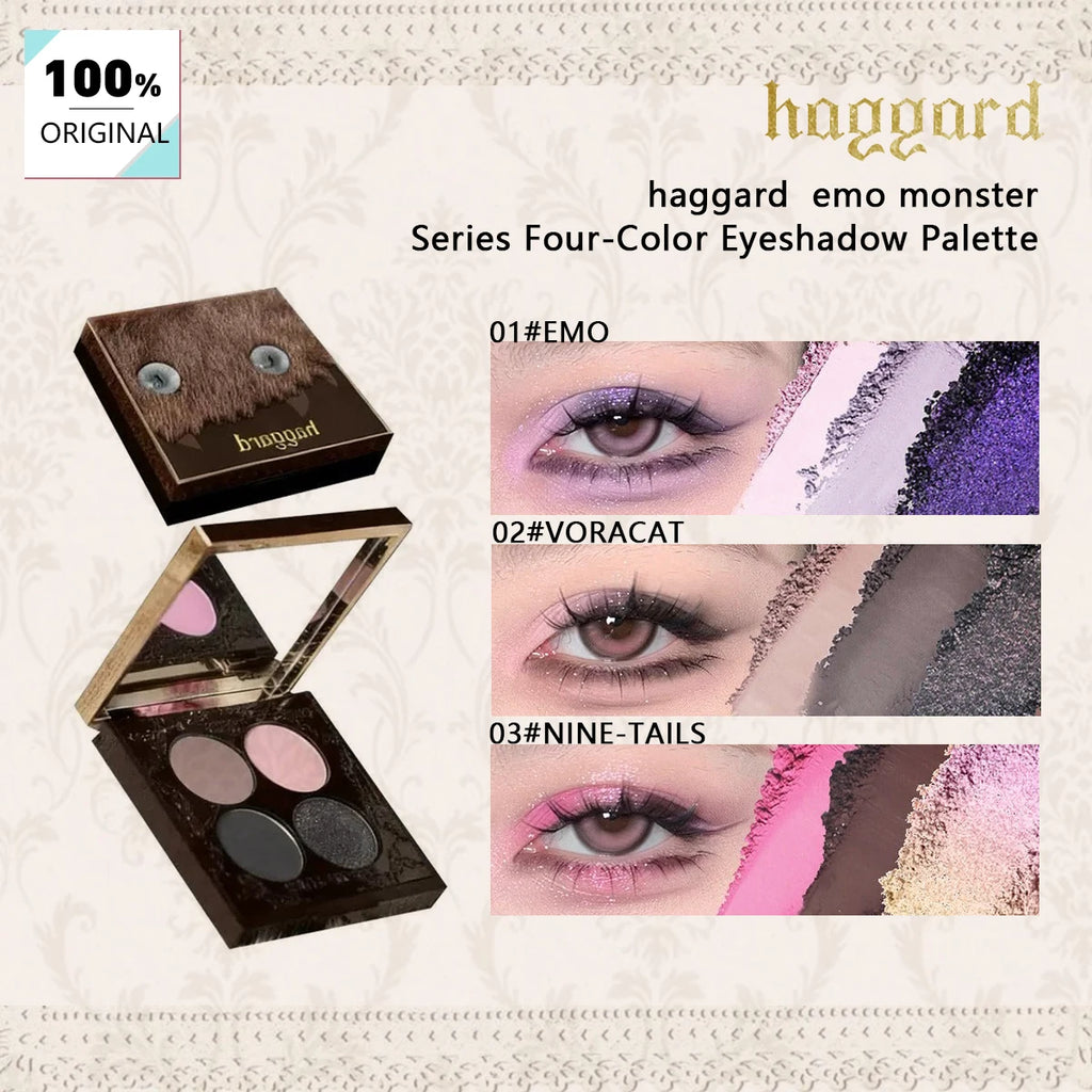 Haggard Emo Monster Series Four-Color Eyeshadow Palette,Long-Lasting Pigmentation,Multi-Texture Combination,Luxury Makeup Vue