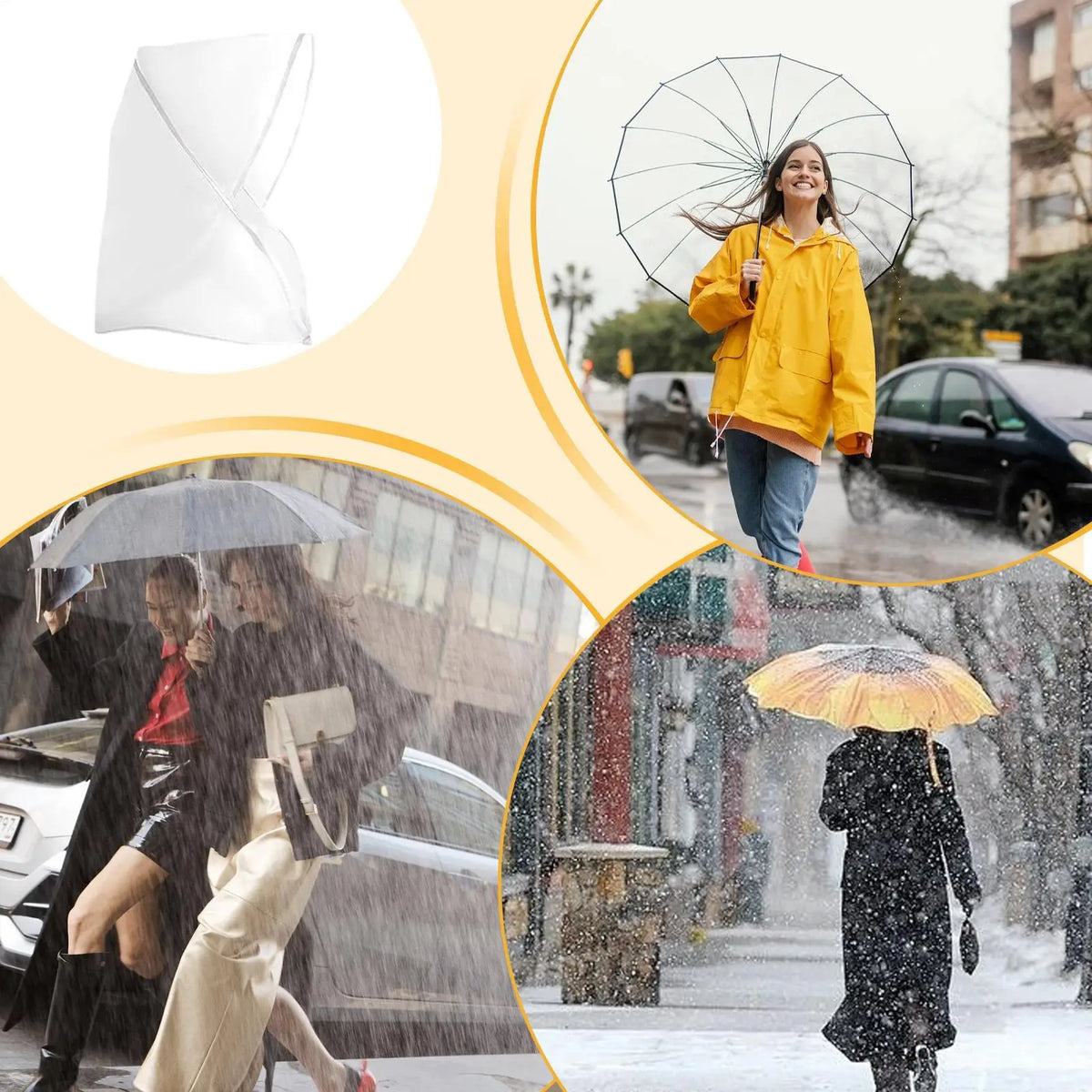 115x33cm Women Clear Rain Hat Reusable Transparent Rain Caps With Visor Brim, Waterproof Portable Headwear For Travel Outdoor Vue